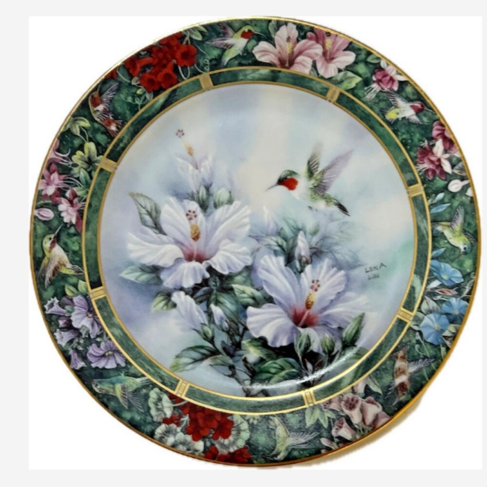 Lena Liu Collector Plate "The Ruby Throated Hummingbird" 1st Issue Plate #4498D